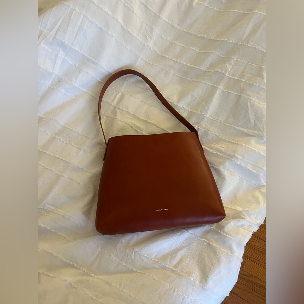 Mansur Gavriel small hobo bag, in brandy / avion color (blue interior)